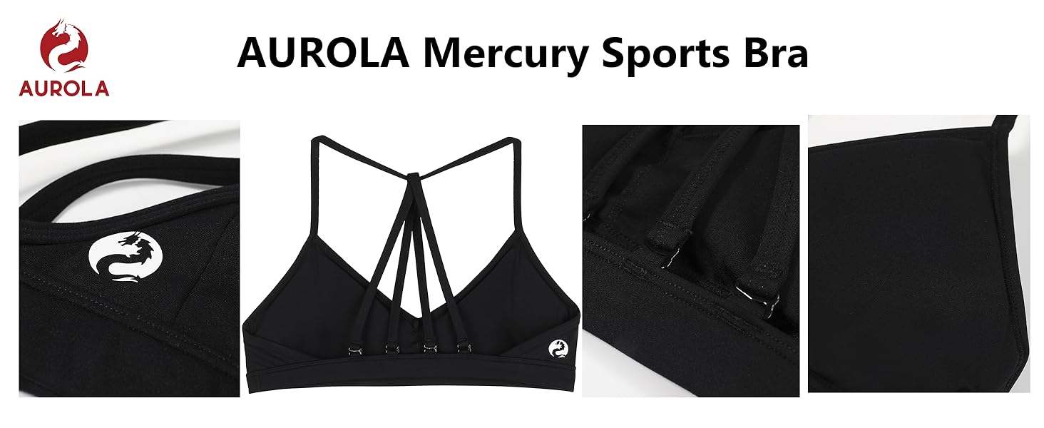 AUROLA Mercury Collection Workout Sports Bras Women Print logo Athletic Removable Padded Backless Strappy Minimal Top AUROLA Mercury Collection Workout Sports Bras Women Print logo Athletic Removable Padded Backless Strappy Minimal Top