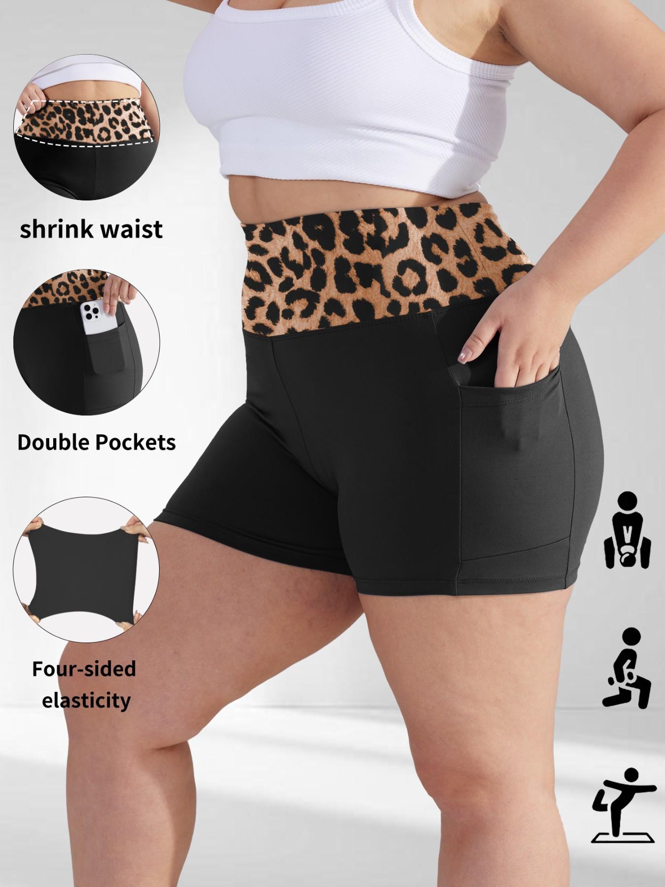 【Plus Size】 High Waist Pocket Skinny Shorts, Casual Comfy Breathable Short Leggings for Daily Wear, Women's Bottoms for Summer