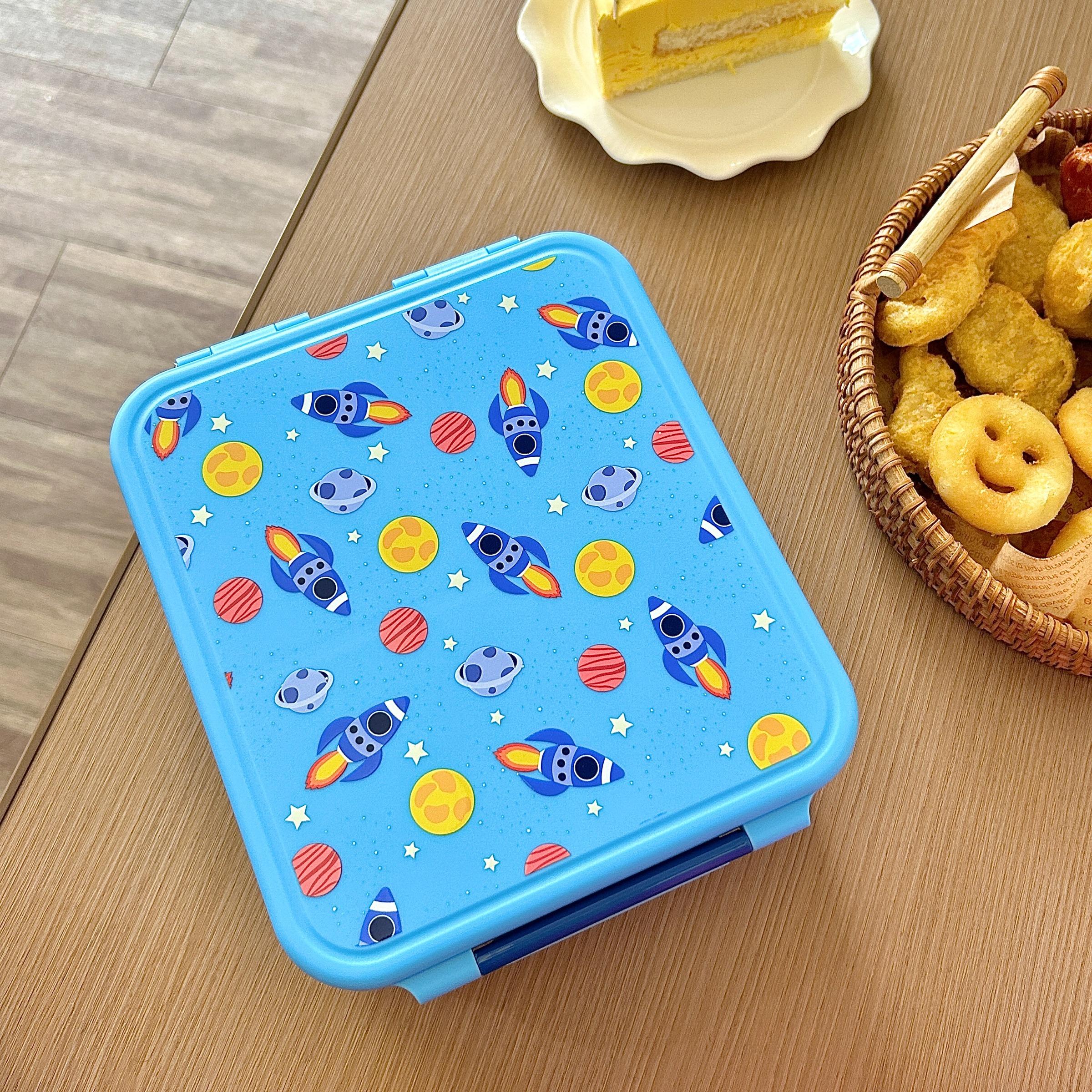 Cute Cartoon Bento Lunch Box with Soup Thermo, Kids Leakproof 4 Compartments, Insulated Food Jar for School Travel, Leak-Proof Bento Box with Spoon