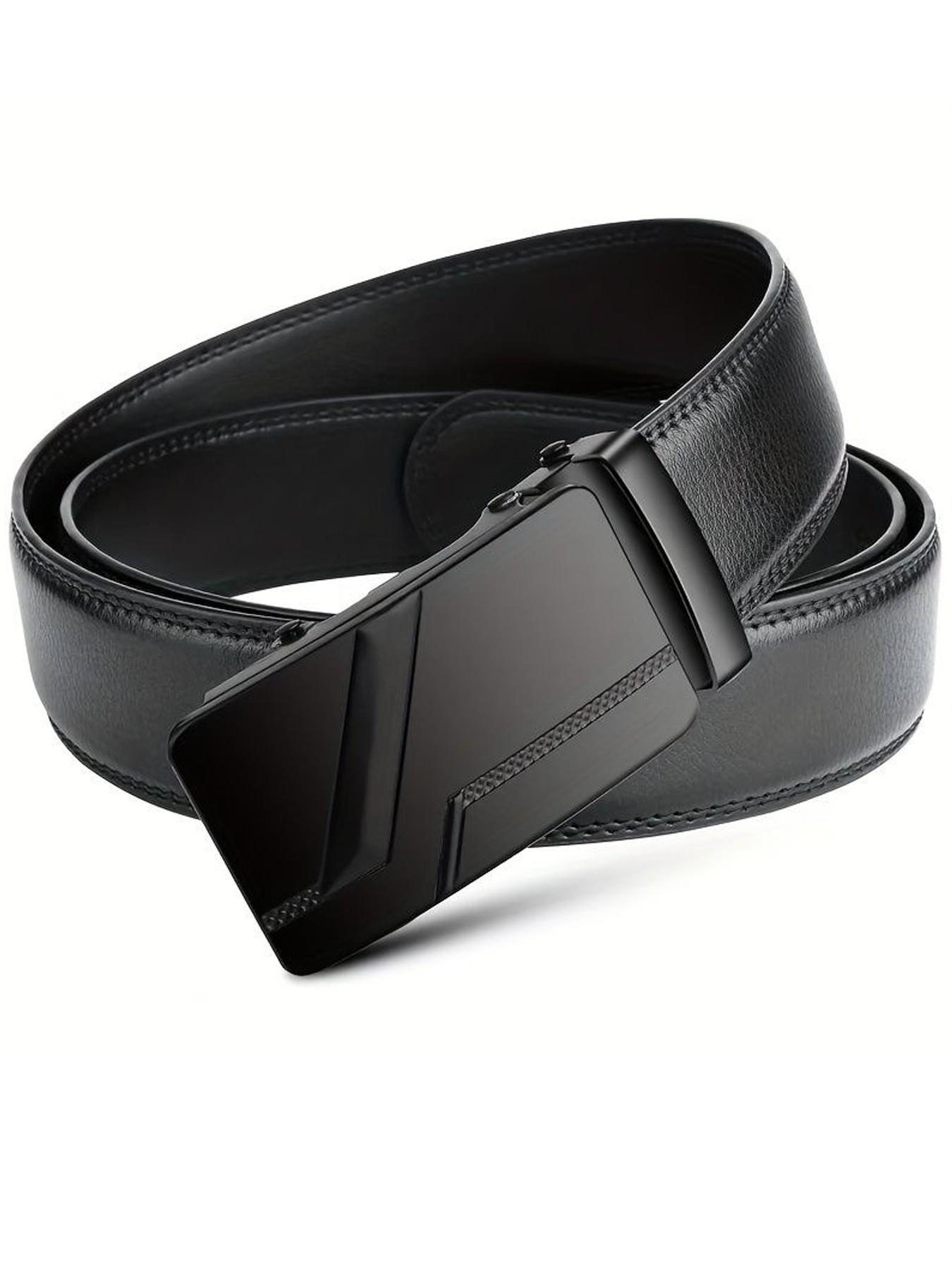 Durable Thick Leather Belt Automatic Waistband Adjustable Buckle, New Trendy Casual Versatile Pants Belt, Youth Business Fashion Belt for All Seasons