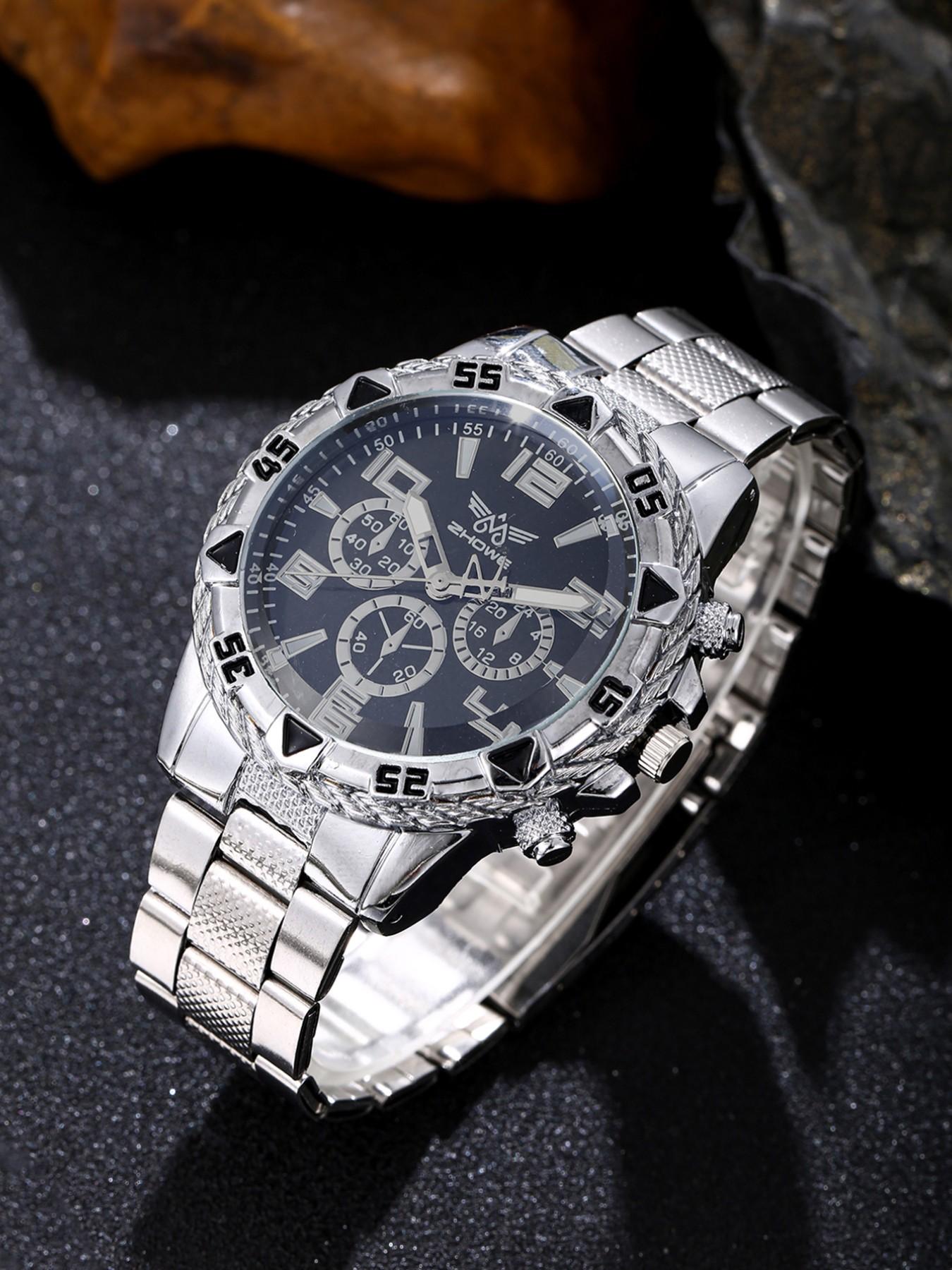 Father's Day Gift Set, Men's Bold Watch Kit, Includes Watch, Bracelet, Necklace, Ring, Wallet, Perfect Present for Him