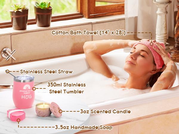 Thinking of You Get Well Soon Gift Basket, Stocking Stuffers for Women Unique Self Care Package Spa Gift Set, Retirement Gift Box for Woman, Christmas Gift Kit Idea for Mom Sister Her Best Friend