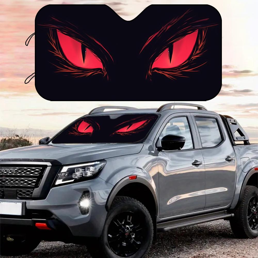 Halloween Skull Car Sunshade, UV Protection, Foldable Polyester, Fits Rvs and Suvs, Front Windshield Protector, Universal Fit