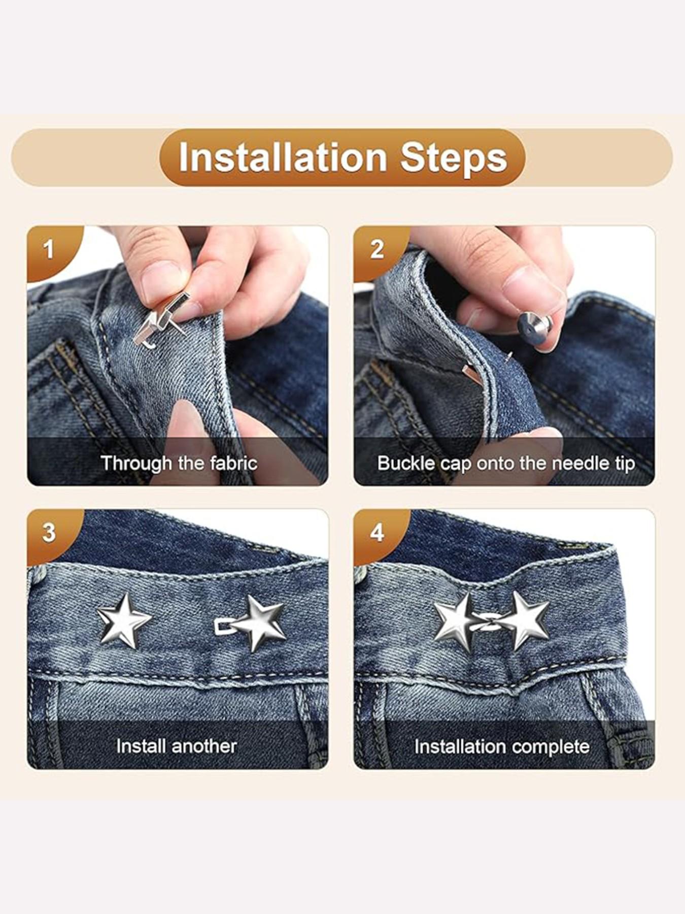 12-Piece Star Seamless Waistband Set, Adjustable Metal Jeans Tightener, Perfect Fit for All Occasions, Enhances Comfort and Style