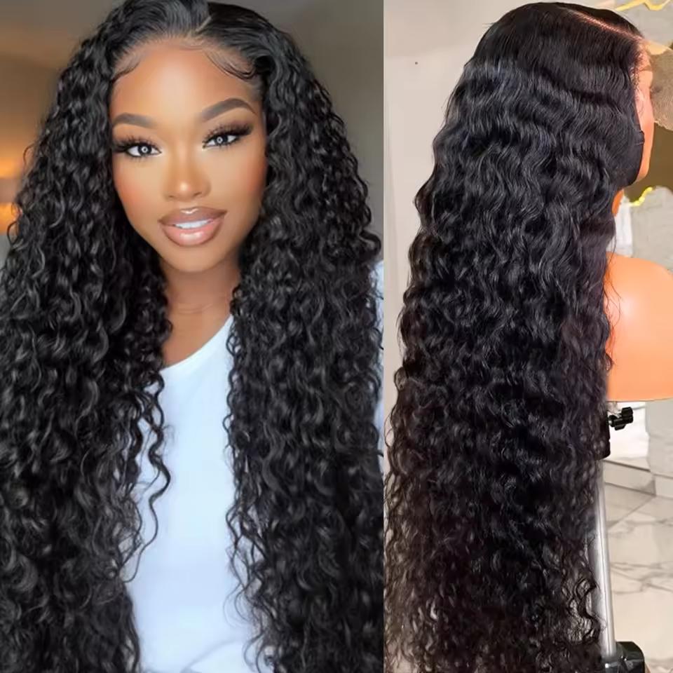 Bling Hair Transparent 13x4 Kinky Culry Lace Frontal Wig Human Hair 36 38 40 Inch Deep Wave 13x6 Hd Lace Front Wig For Women Preplucked