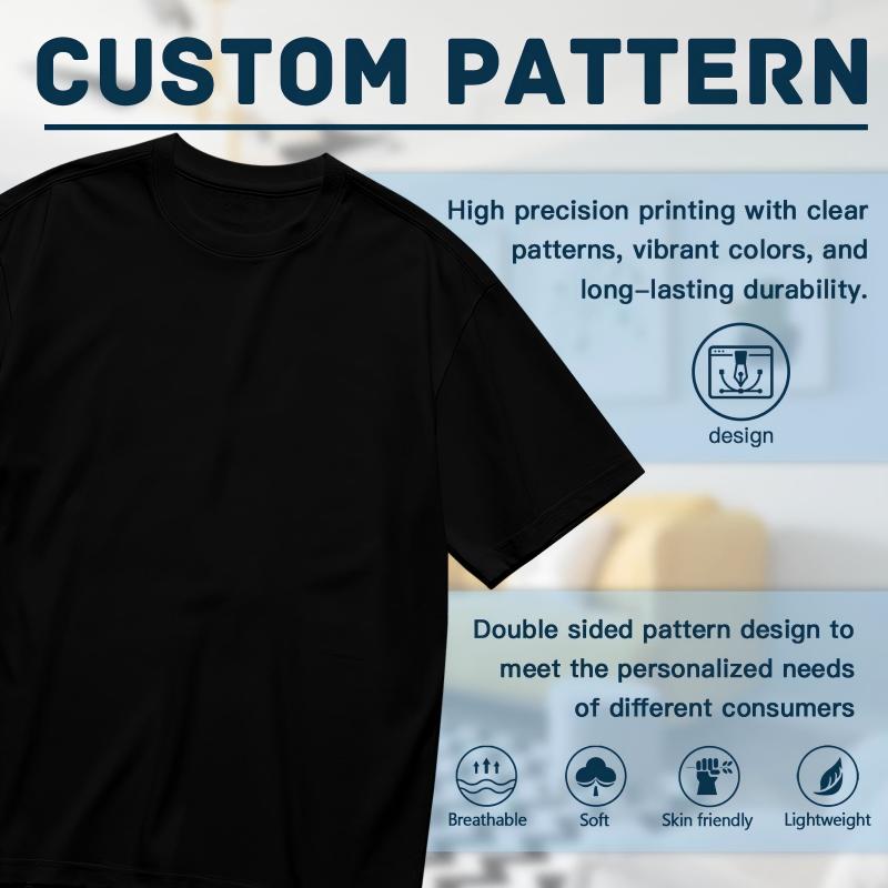 [100% Cotton]Men's Navy Blue Graphic Tee with Vibrant Headphone Print - 180g Thick Cotton, Casual & Trendy, Short Sleeve Crew Neck T-Shirt, Machine Washable for Summer Fashion, Street Fashion Tee |   Graphic Print Shirt |   Durable Casualwear