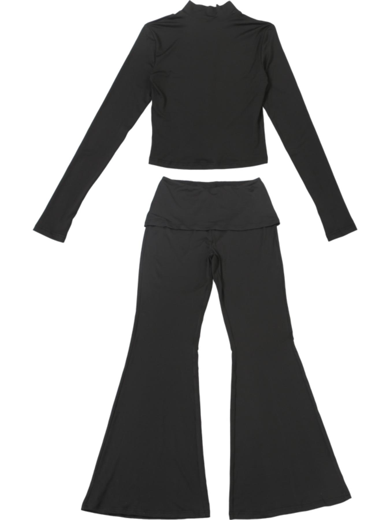 Women's Fall Winter New Fashion Stand Collar Long Sleeve Slim Fit Hook Button Cardigan Top Casual Pants Set, Stylish and Comfortable