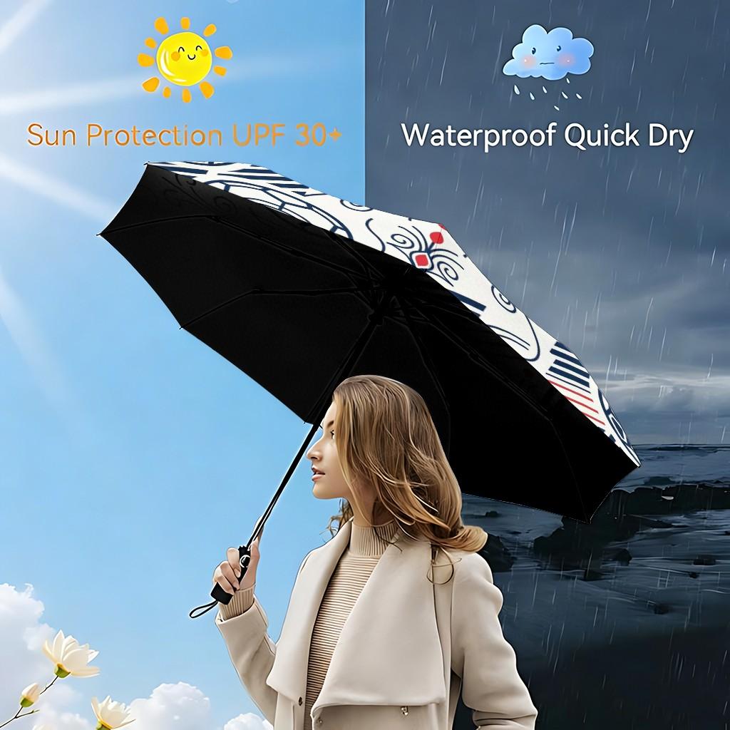 Football Field Pattern Umbrella, Automatic Open, Iron Frame, Portable Folding, Suitable for All Seasons, Travel, Office, Outdoor Use