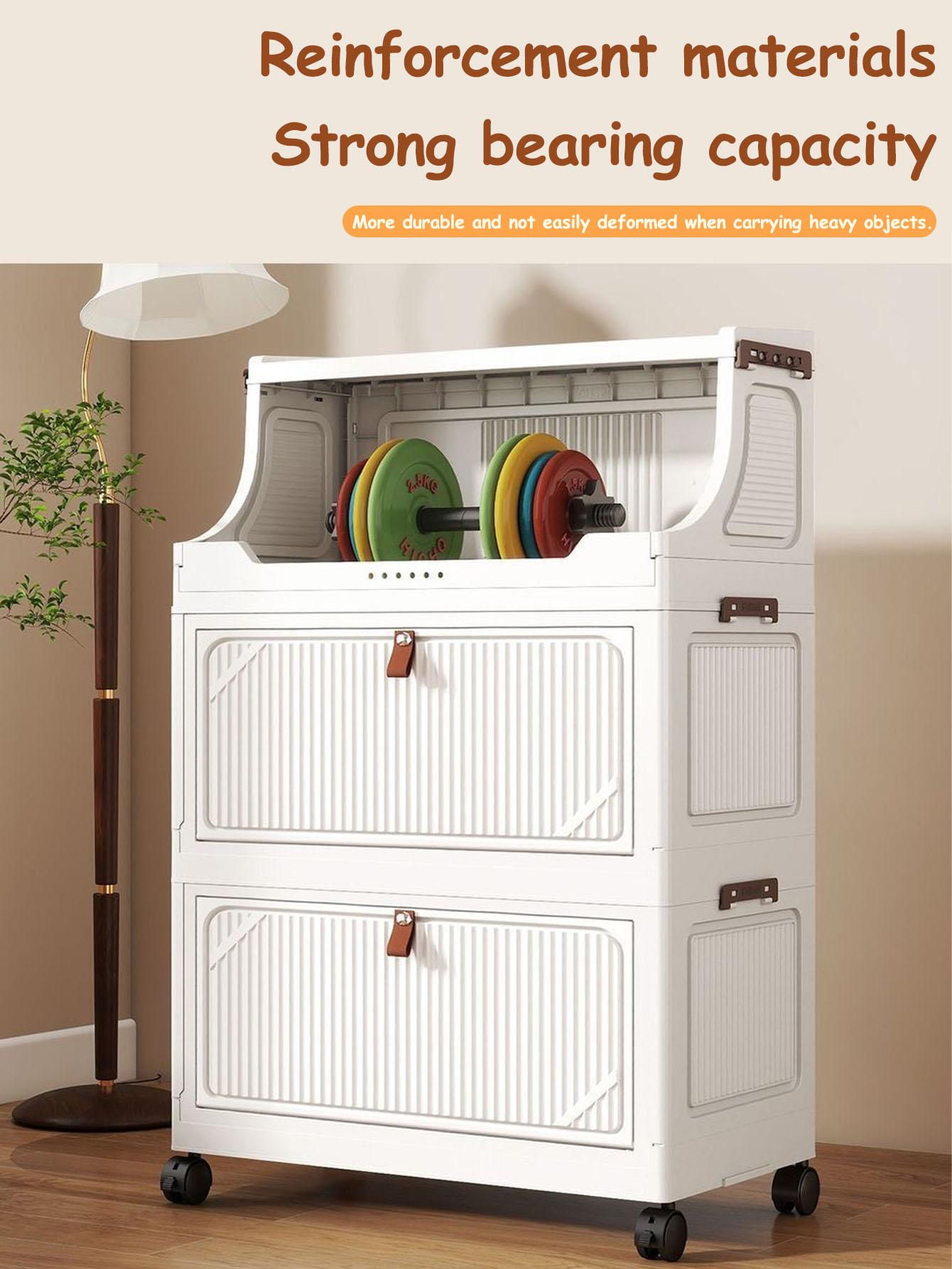 Multi-Layer Plastic Storage Cabinet, Foldable & Portable, Ideal for Bedroom/living Room, Modern Design, Universal Use