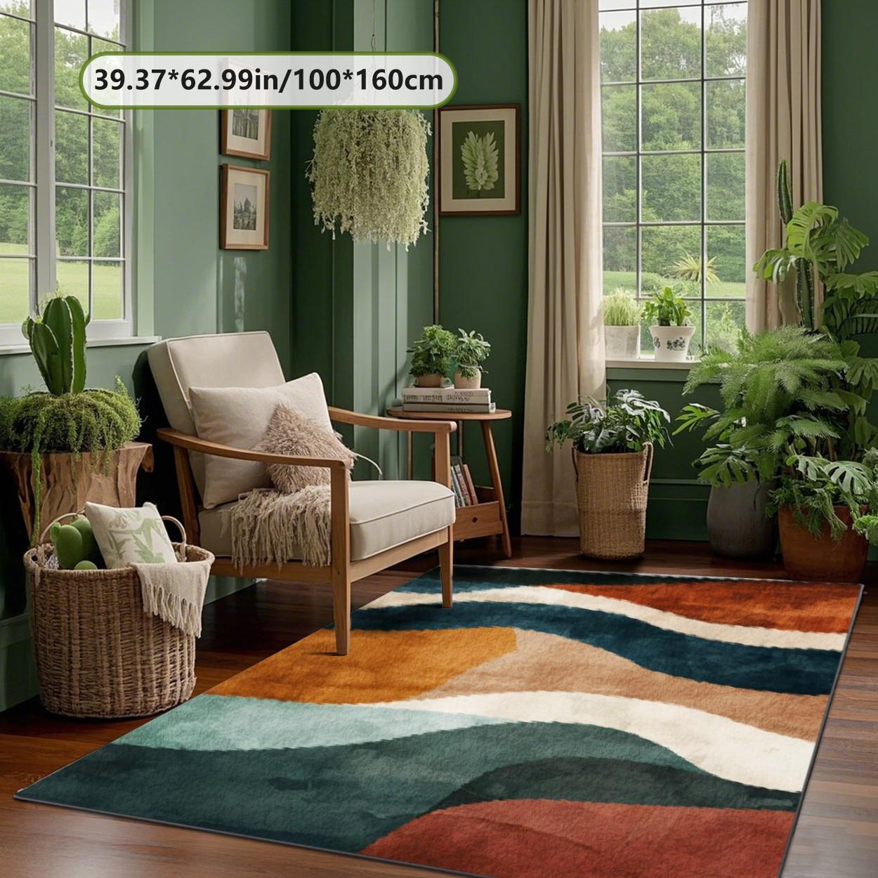 Velvet soft and comfortable patterned printed carpet, Geometric pattern rug, suitable for multiple scenarios, available in various sizes, soft and non-shedding.