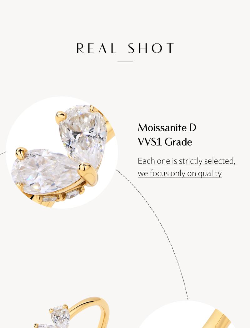 Pear Cut 5*3mm D Color VVS1 Synthetic Moissanite Ring for Women Wedding Band Engagement Gift Fine Jewelry R129