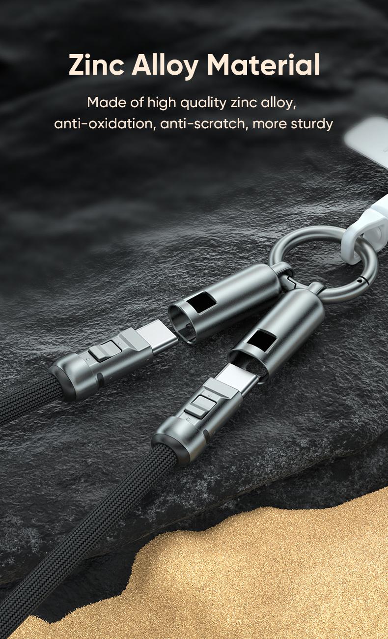 240W USB-C Lanyard Charging Cable, 2-in-1 Phone Strap & Fast Charger, 5A PD Data Transfer Cord with Buckle, Zinc Alloy Durable for Phone/Tablet/Laptop