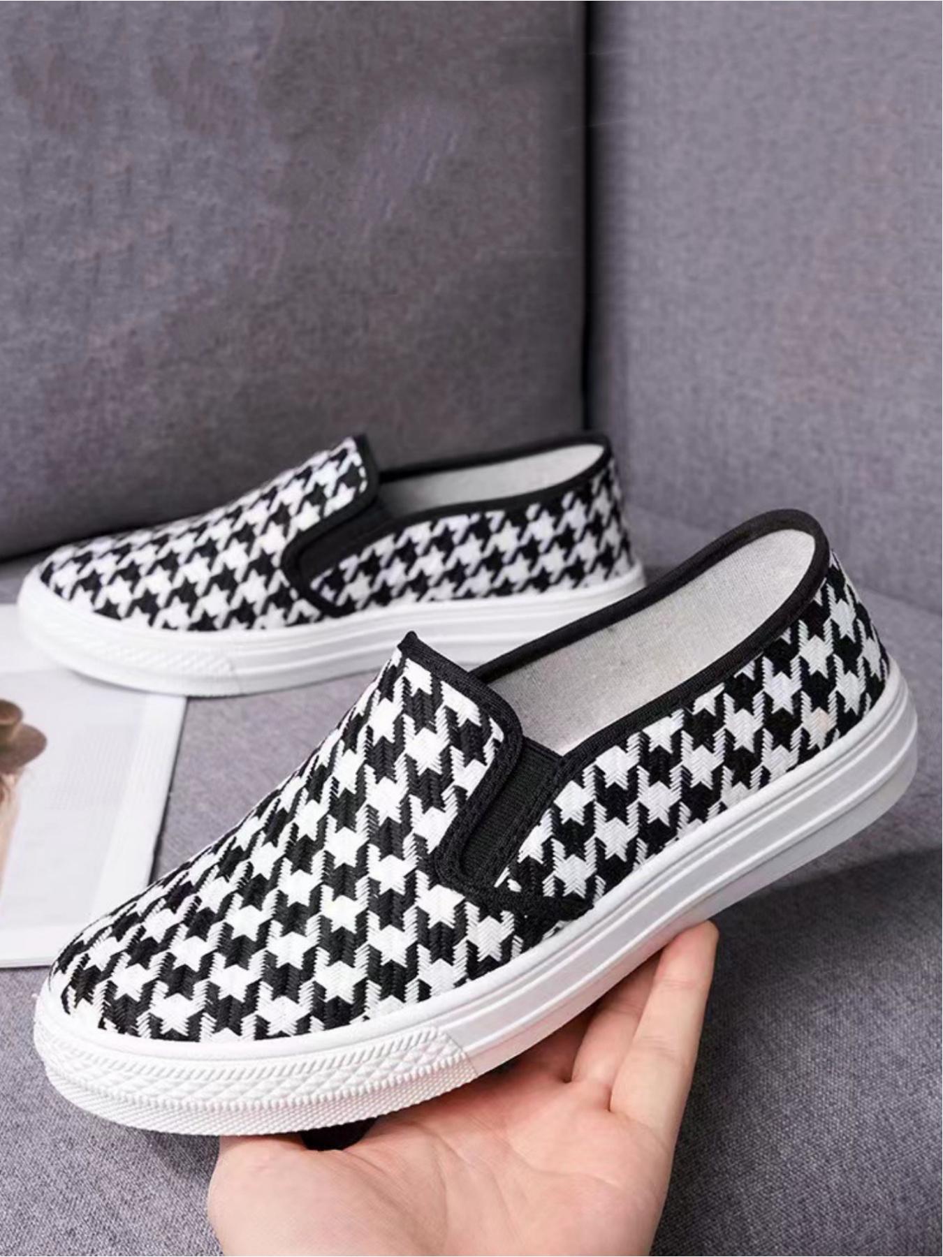 Ladies' casual sports shoes, thick soled canvas shoes, woven upper soft, skin friendly, breathable and comfortable, classic and fashionable plaid pattern, versatile and preferred for daily commuting, leisure shopping and shopping