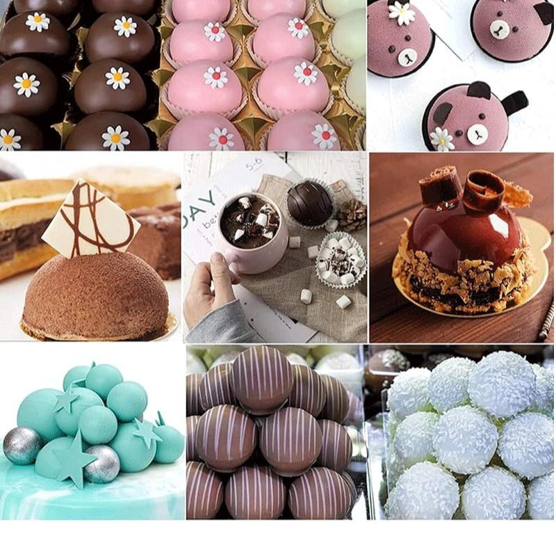 2pcs Semi Sphere Silicone Ice Mold, 6-Cavity Reusable Baking Mold for Making Hot Chocolate Bombs Jelly Dome Mousse Soap Ice Cube Tray