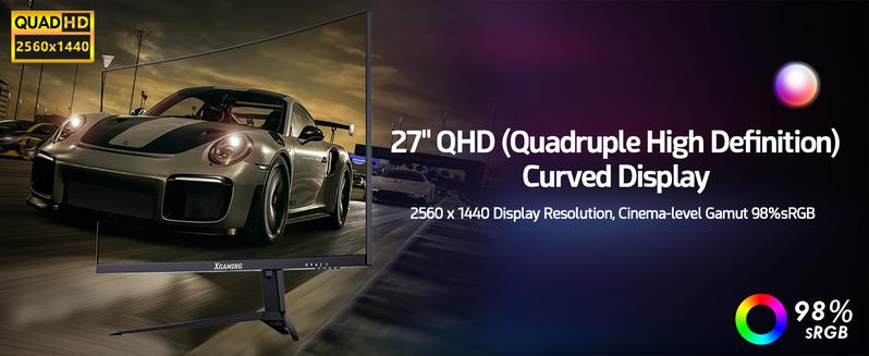27 Inch Curved Monitor 2K 165Hz 1500R, QHD 2560*1440p Gaming Computer Monitor, 16:9 HDMI Display, 1ms(MPRT), FreeSync, 99% sRGB, Eye Care HDR PC Screen Built-in Speakers, VESA, Tilt Adjustable, Black gaming monitor