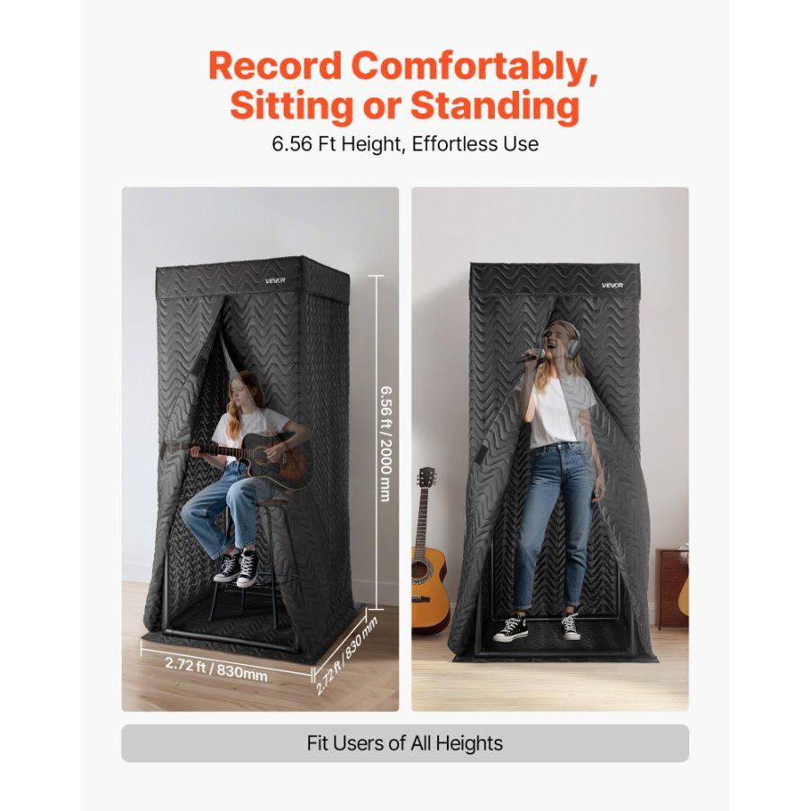 fathersdaygift VEVOR 6.56 ft Portable Vocal Booth Recording Booth with Travel Bag for Voiceovers