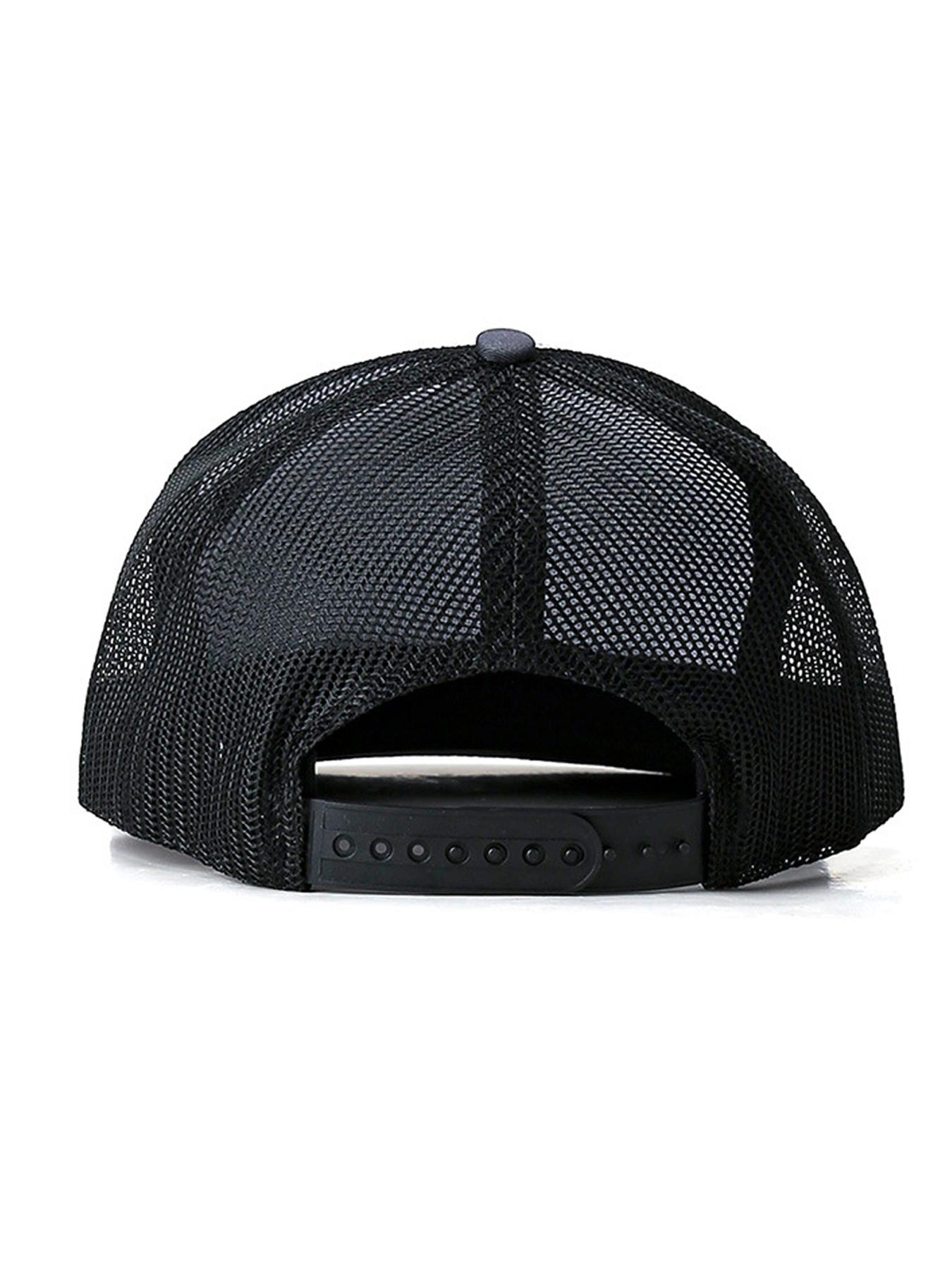 Men's Caps - Flat Brim Mesh Panel Baseball Cap Adjustable Classic Trucker Style Hat - Snap Back Hats for Men Flat Brimmed Cap