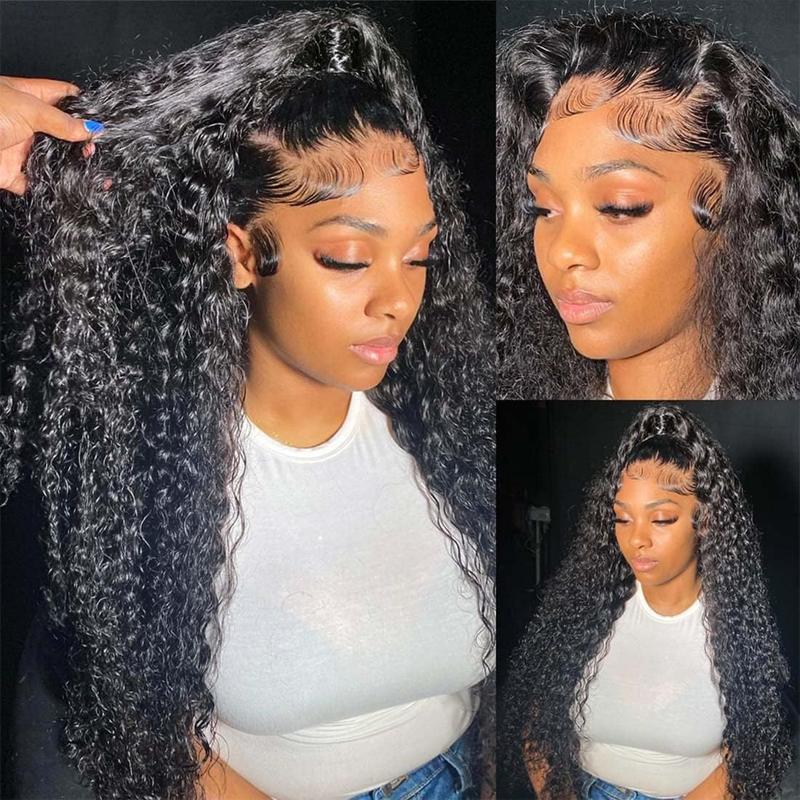 Bling Hair 13x4 Lace Front Wigs Human Hair 180% Density Wigs Kinky Curly HD Transparent Frontal Human Hair Wig Pre Plucked Natural Color