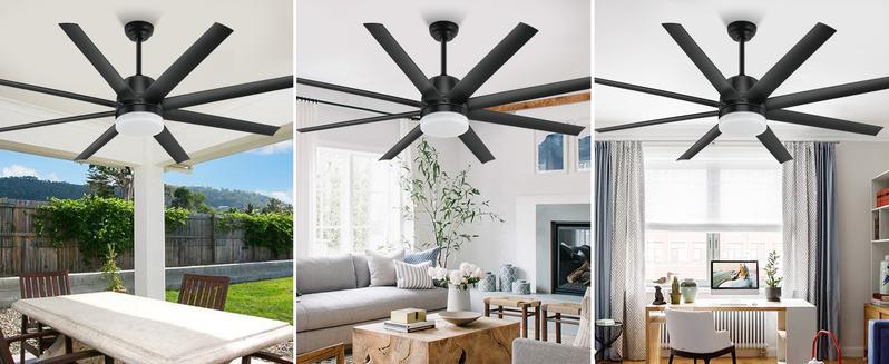 YITAHOME Black Ceiling Fans 60 Inch with Lights and Remote, Modern Fan for Indoor Outdoor with Quiet Reversible 6 Speeds Motor, Dimmable LED 3 Color, Memory Function for Bedroom Living Room Patio