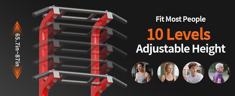 Adjustable Pull Up Bar & Dip Station, Heavy Duty 500LB Capacity Multifunctional Home Gym Fitness Equipment for Strength Training, Push Up Stand for Arm, Back, Core & Full Body Workout