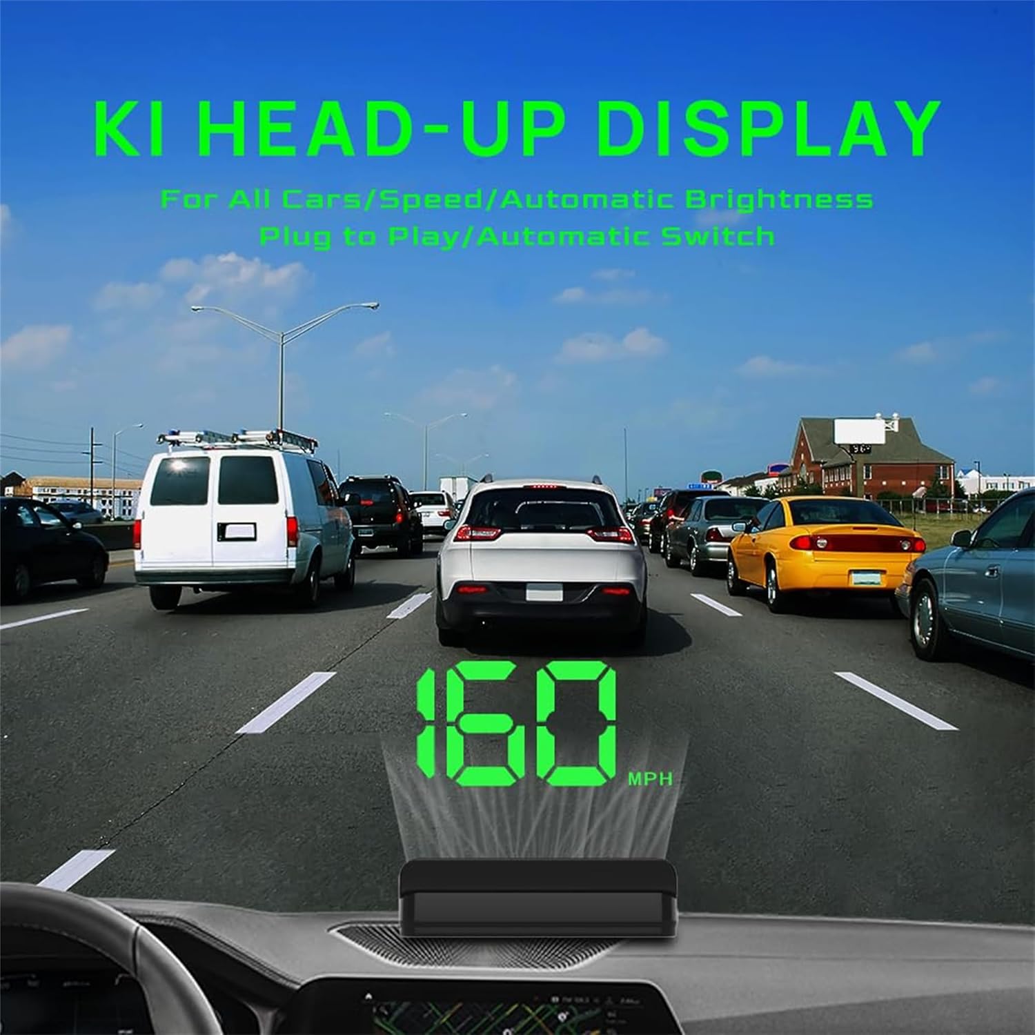 KUOWEIHUD K1 Car Head Up Display (HUD) GPS Digital Speedometer, Odometer (MPH) for Cars, Trucks, Motorcycles Automotive Electronics Accessory,Digital Head Up Display Speedometer detail 6