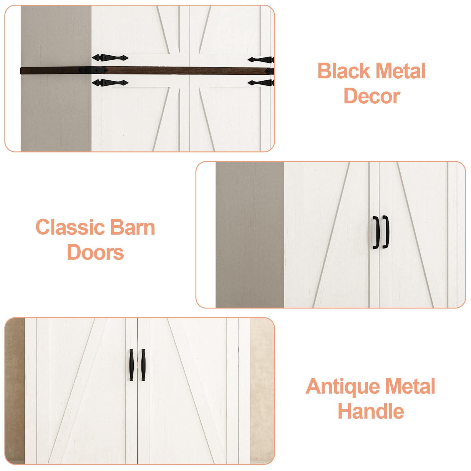 71in Farmhouse Kitchen Pantry Cabinet,Tall Storage Cabinet with 4 Doors and Adjustable shelves,with Load-Bearing Steel Pipe,Wood Storage Cabinets for Kitchen,Dining Room,Bathroom