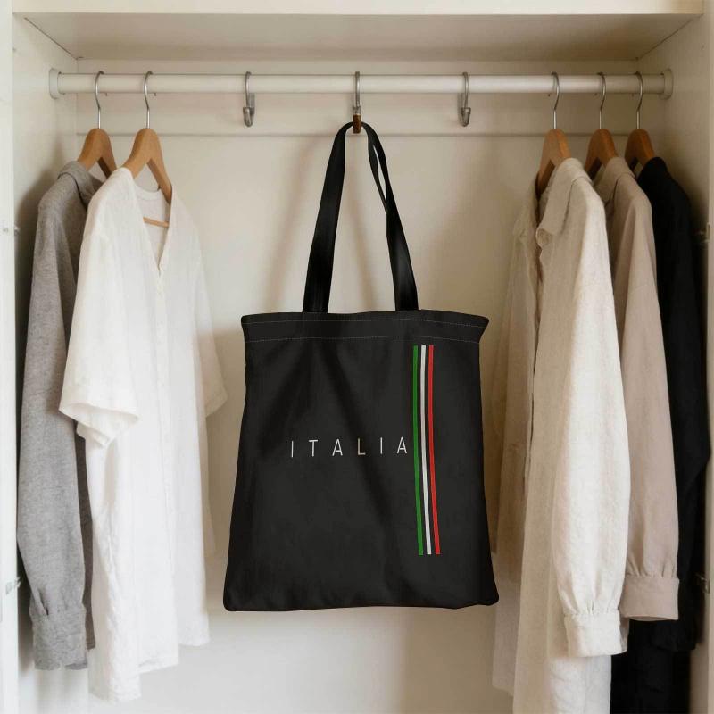Italian Tricolor Retro Tote Bag Suitable for Shopping, Beach & Picnic - Foldable Bag with Italian Flag Print, Shoulder Straps, Iconic National Emblem for, Travel, Daily Use - Hand Washable