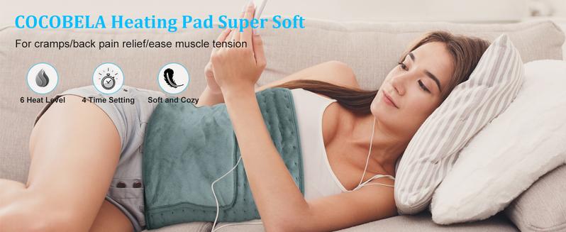 Heating Pad for Back Pain Relief Electric Heating Pad Wrap for Period Cramps Lower Back Neck Shoulders Pain Relief 6-Hour Auto Shut Off 12x24 Heated Pad + 20" Belt Adjustable 4 Timer 6 Heat Level