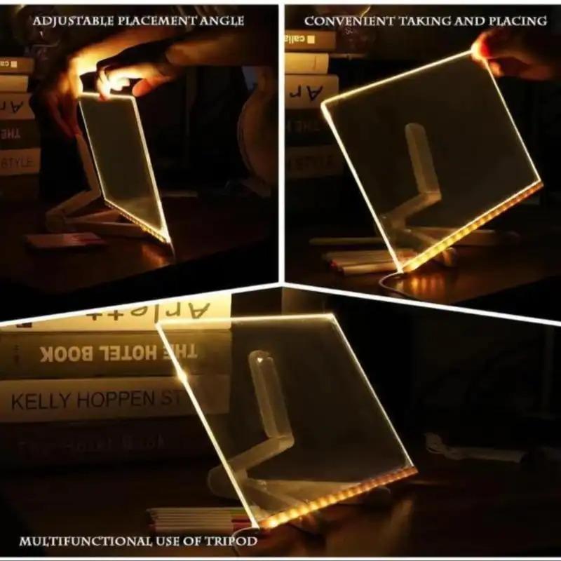 Led Drawing Board For Kids, Acrylic Dry Erase Light-Up Board with Cleaning Cloths Tracing Paper Erasable Reusable Kids Learning Gift for Birthday Halloween Christmas Decorative Neon Sign