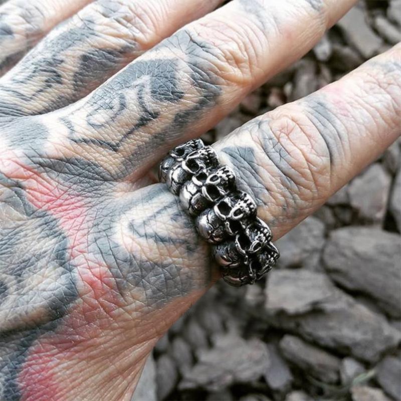 GTHIC Surrounded Titanium Stainless Steel Skull Ring for Men Women Gothic Mother's Day Gift Size 5-16 Durability