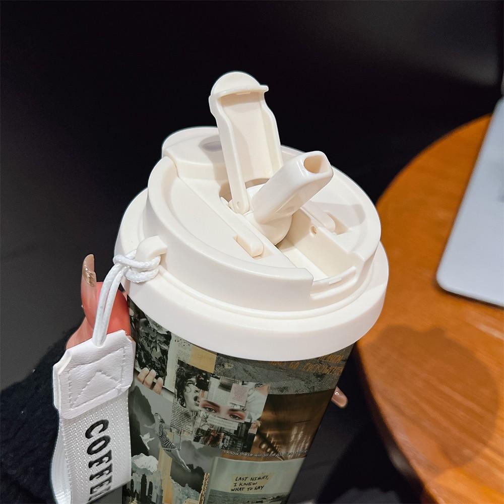 Abstract Pattern Coffee Cup, Portable Dual Drink Insulated Tumbler, Keeps Warm/cold, Stylish, Ideal for Office, Travel, Sports, Golf