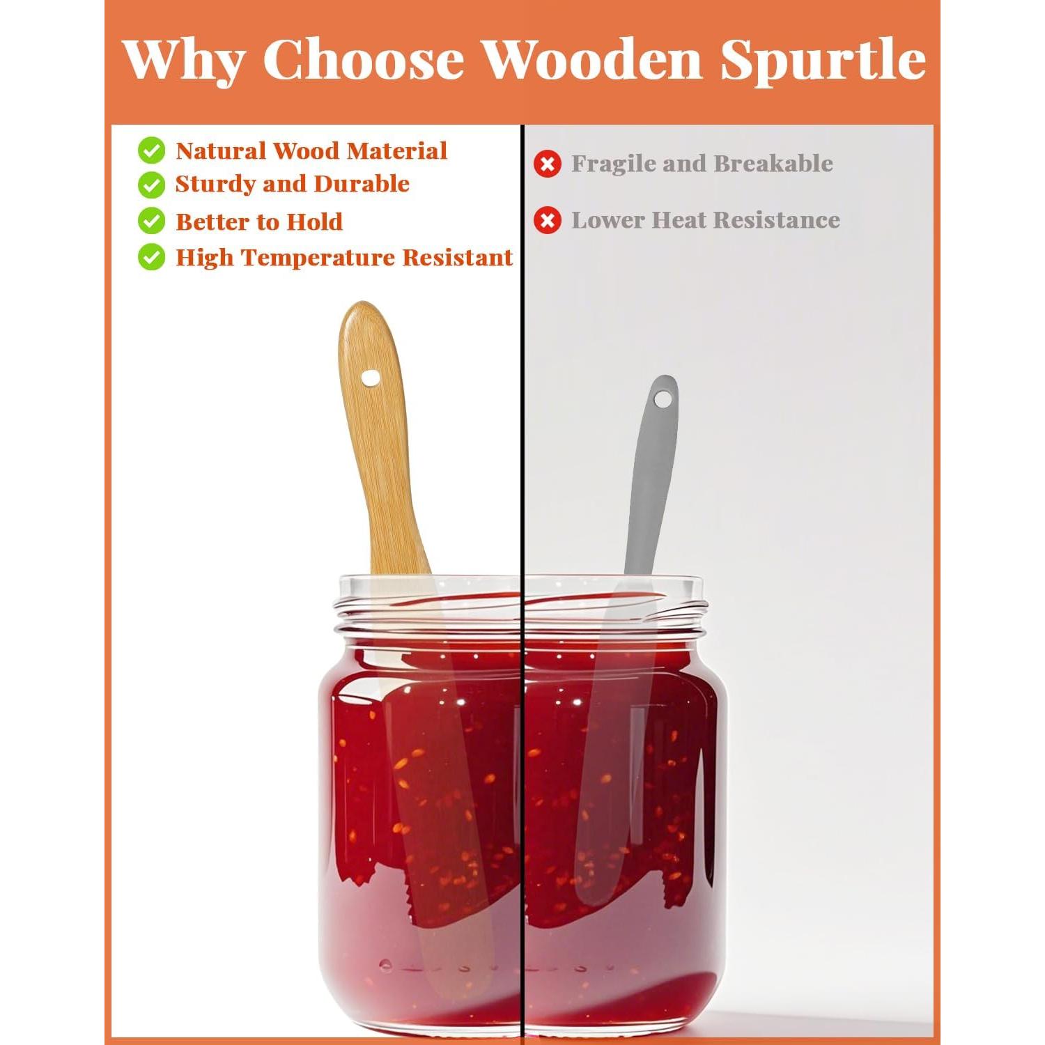 3 count Skinny Spurtle for Sourdough Starter, Wooden Spurtle Spatula for Cooking, Spreading, Reaching Bottom of Jar, Dough Whisk and Sour Dough Tools, Spurtles Kitchen Tools Wooden for Baking Lovers
