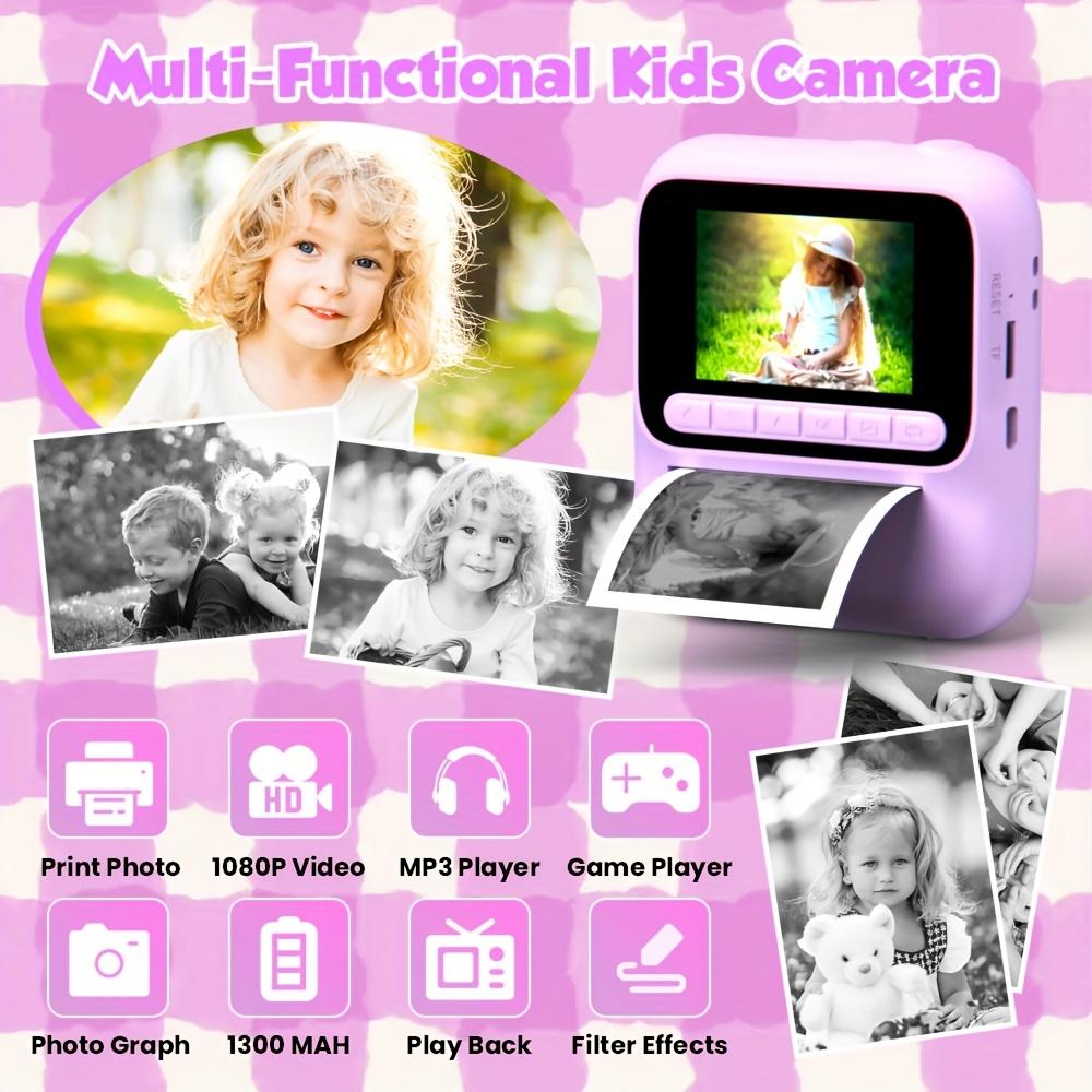 Kids Instant Print Camera, Dual 1080P HD, 1300mah Battery, 2 Printing Modes, 8x Zoom, Perfect Gift for Ages 3-12 Boys & Girls
