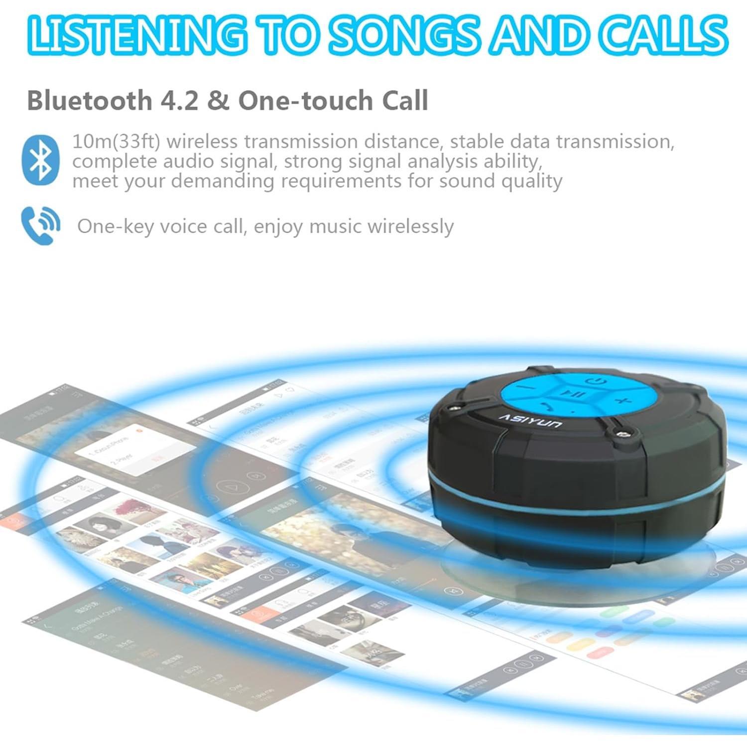Shower Speaker, IPX7 Speaker, Loud Sound, Portable Speaker with Suction Cup & Sturdy Hook, -in Mic, for Shower, Pool, Beach, Outdoor(Blue) Shower Speaker, IPX7 Speaker, Loud Sound, Portable Speaker with Suction Cup & Sturdy Hook, -in Mic, for Shower, Pool, Beach, Outdoor(Blue)