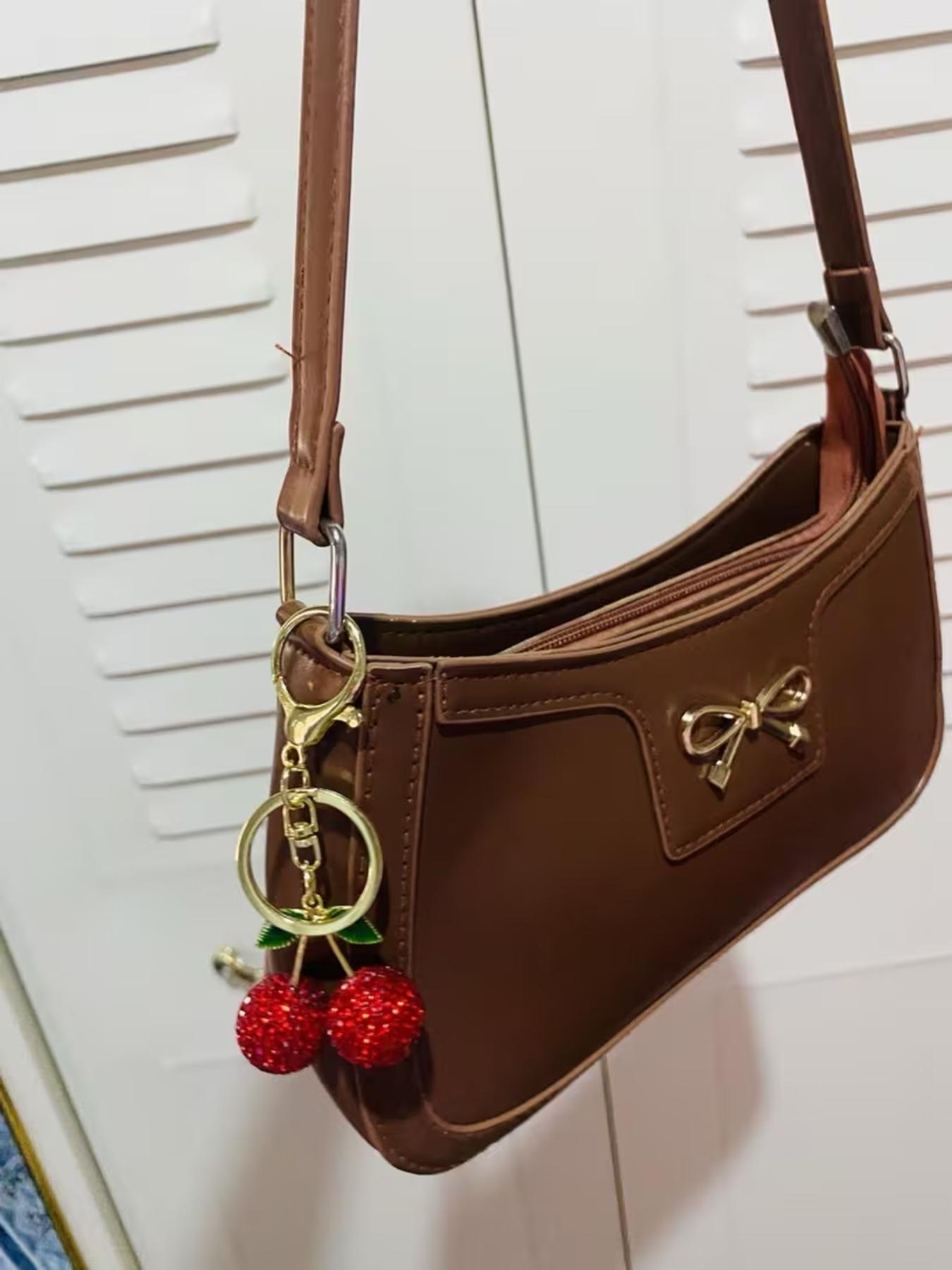 Cute Rhinestone Cherry Keychain with Red & Pink Glitter-Studded Cherry Pendant Women's Cherry Keyring Rhinestone Fruit Charms Trendy Cute Keychain Bag Keychain Backpack Handbag Bag Chain Accessory Jewelry Valentine's Day Gift Bling Bling Keychains