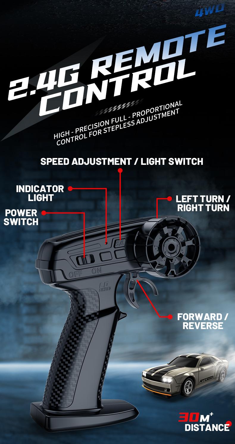 1:64 Mini RC Drift Car 4WD High Speed Remote Control Car, 2 Rechargeable Batteries Long Playtime, 2.4GHz Anti-Interference, LED Lights Drifting Tires for Kids & Adults