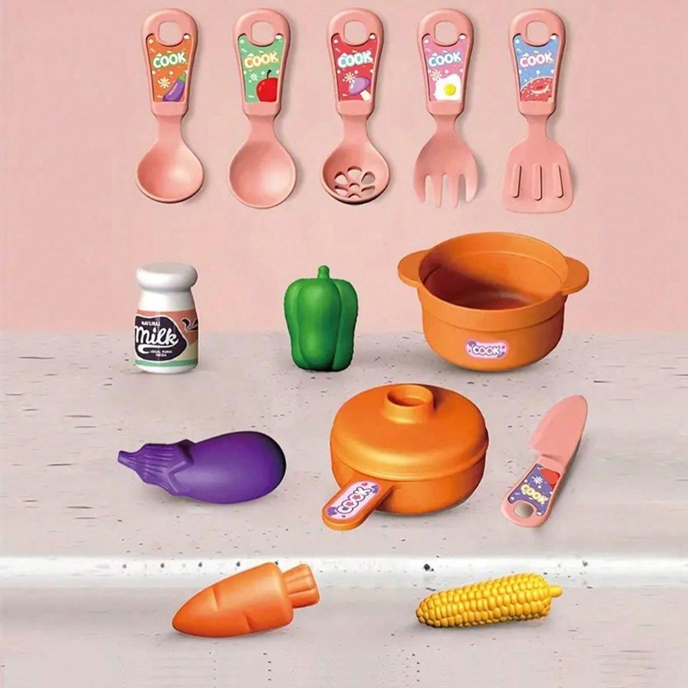 Mini Kitchen Toy Simulation Cooking Set, Toddler Play Kitchen, Pretend Play Girl Toys, Realistic Cookware Role-Playing Kit, Educational Gift