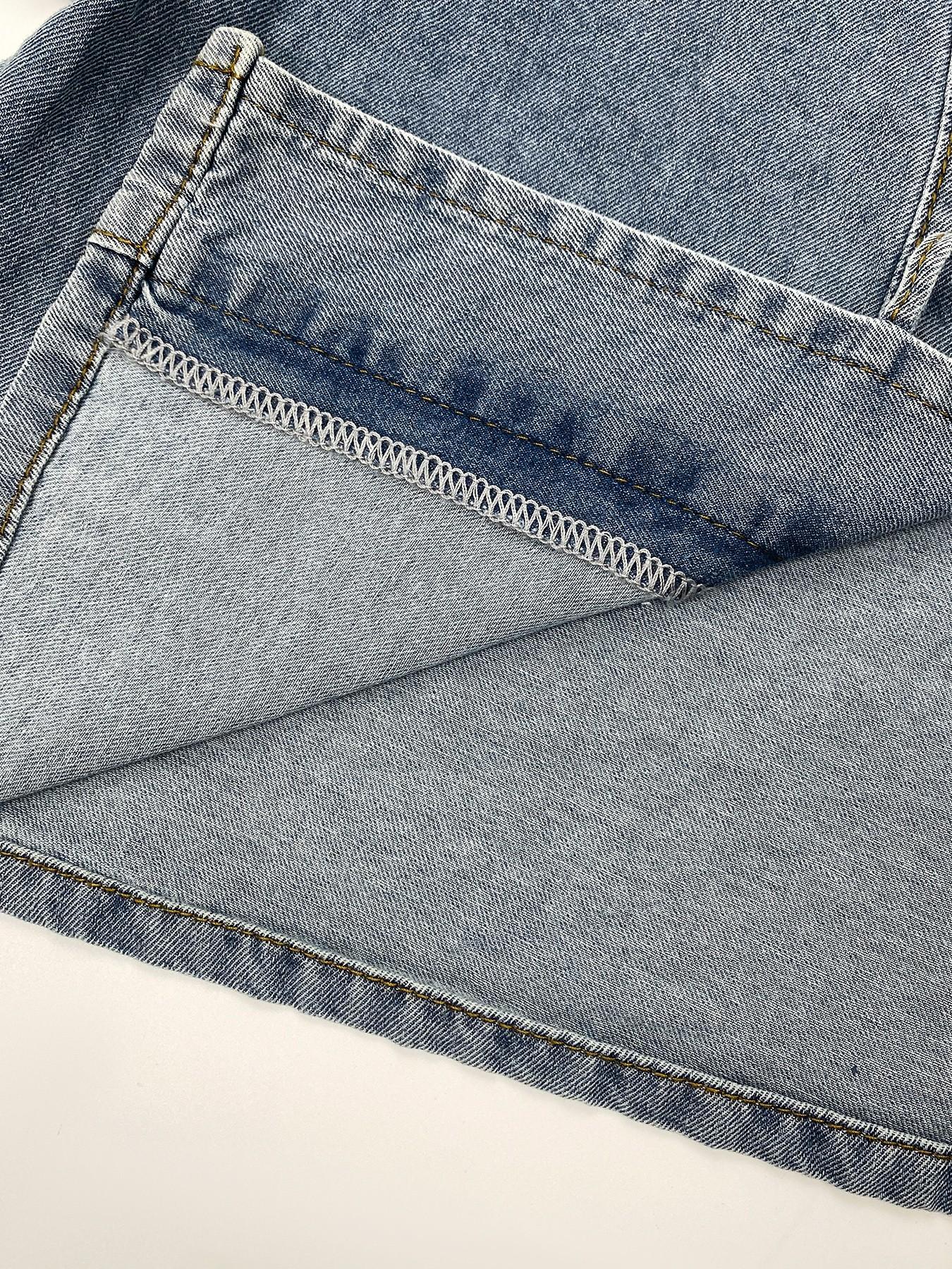 Women's Denim Two-Piece Set, Vintage Tie-Back Short Top, Wide Leg Pants, Casual Loose Fit, Summer