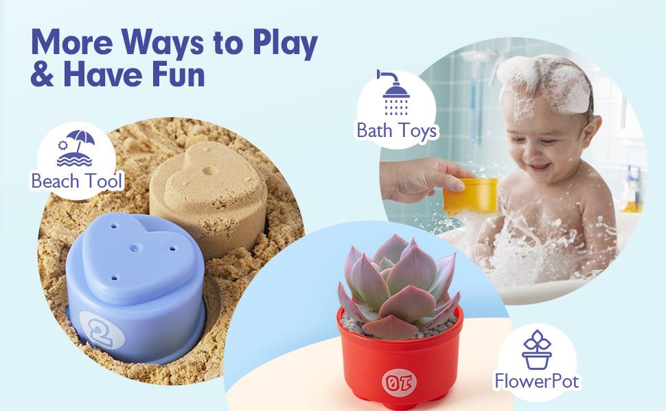 hahaland Stacking Cups Toys for Toddlers 1-3y - Toddler Toy Age 1-2 Learning Montessori Toys for 1 Year Old Boy Birthday Gift Baby Stacker Cups 12-18 Months