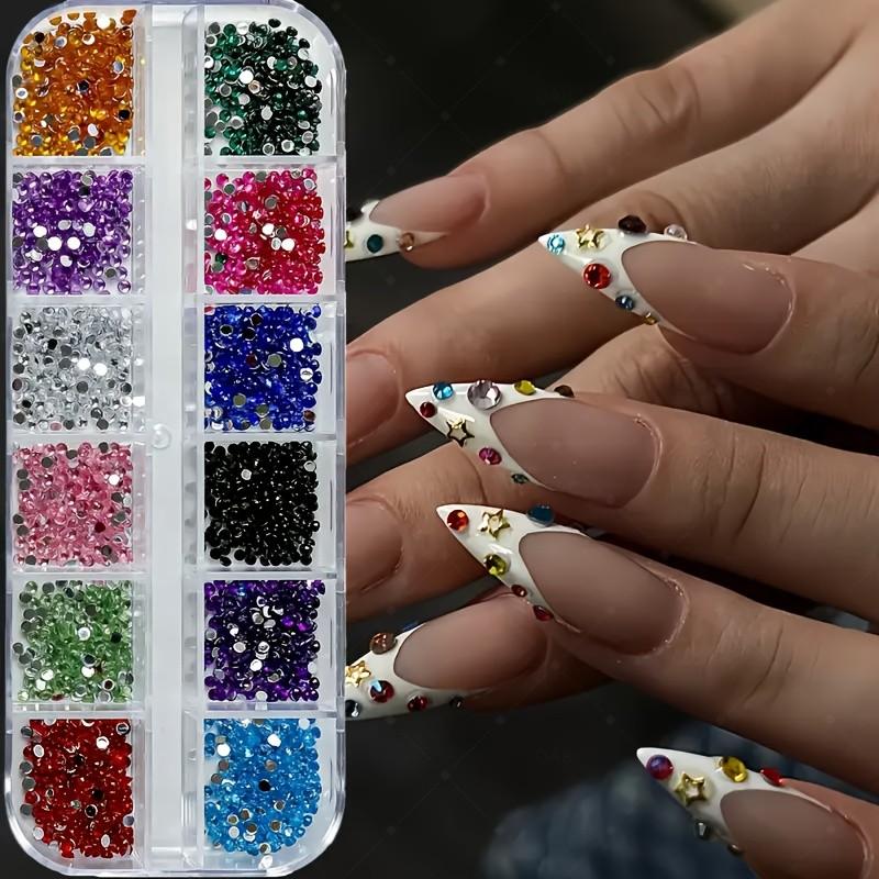 Colorful Y2K Aesthetic Nail Art Rhinestones, DIY Resin Flat Glitter Decorations, Synthetic Gemstone Nail Accessories, Face & Art Decoration