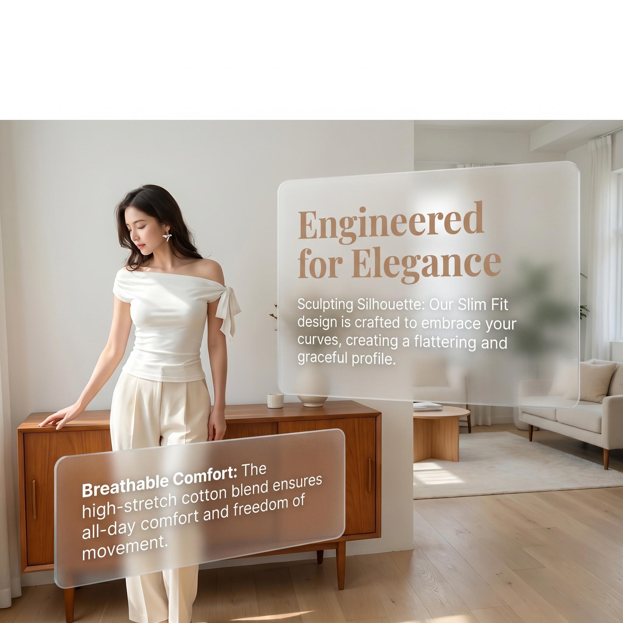 Women's Asymmetrical Off-Shoulder Top - Tie Knot Sleeve Ruched Blouse - Elegant Slim Fit One-Shoulder Shirt Women's Asymmetrical Off-Shoulder Top - Tie Knot Sleeve Ruched Blouse - Elegant Slim Fit One-Shoulder Shirt