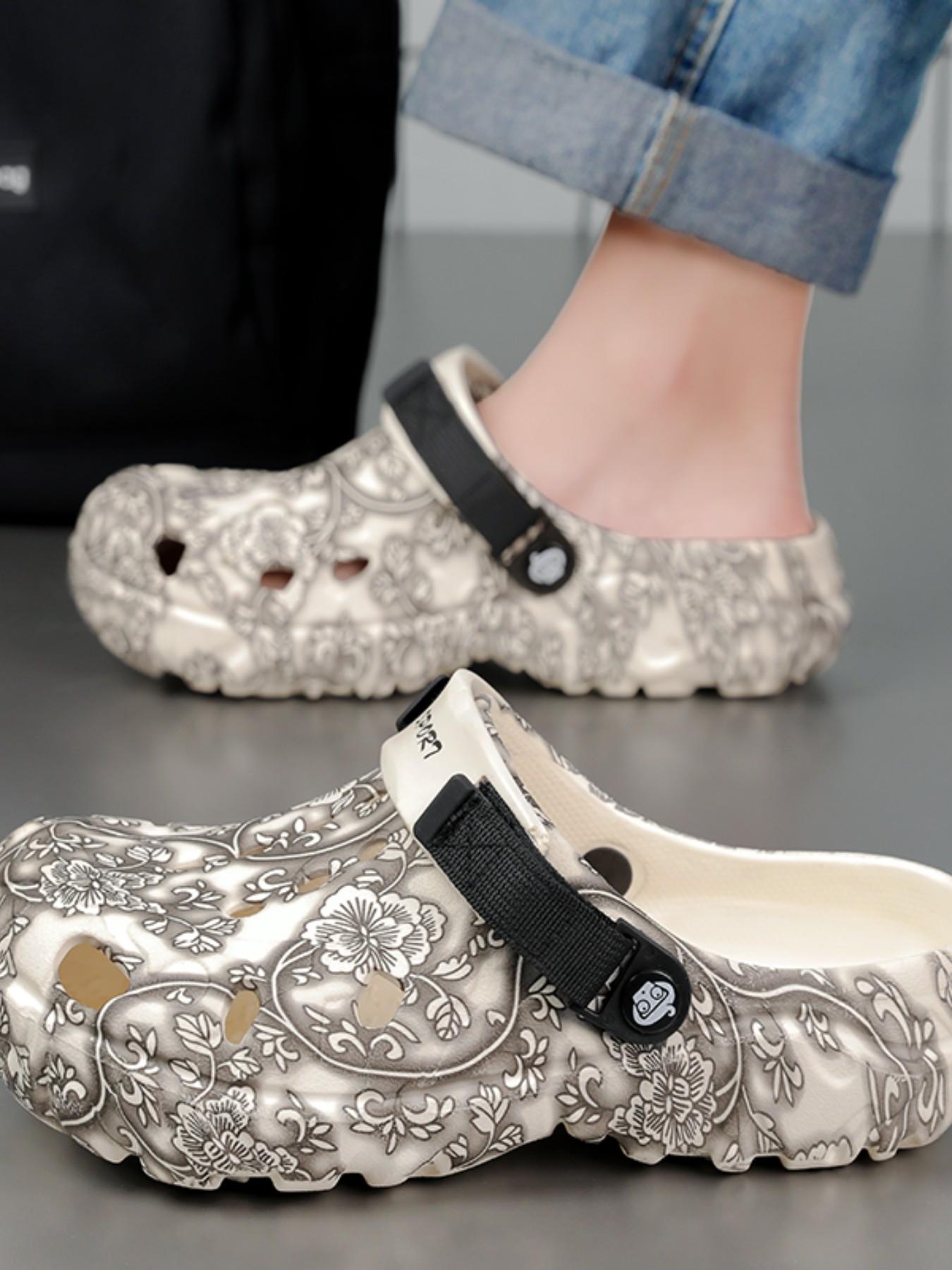 Large Size Summer Men's Sandals, Comfortable Thick Sole Outdoor Slippers, Non-Slip Beach Shoes, Breathable Holes Design, Ideal for Warm Weather