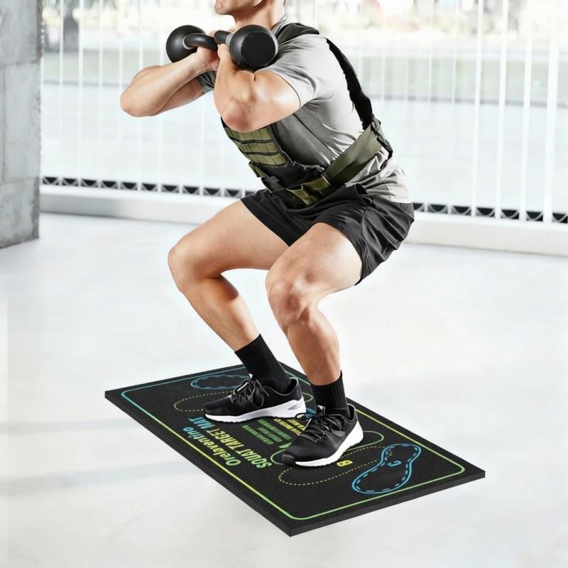 Pilates Squat Guide  with ft Position Markers, Professional Lightweight Non-Slip Training  for Home Gym, Travel high jump mat anti-slip fitness workout accessory