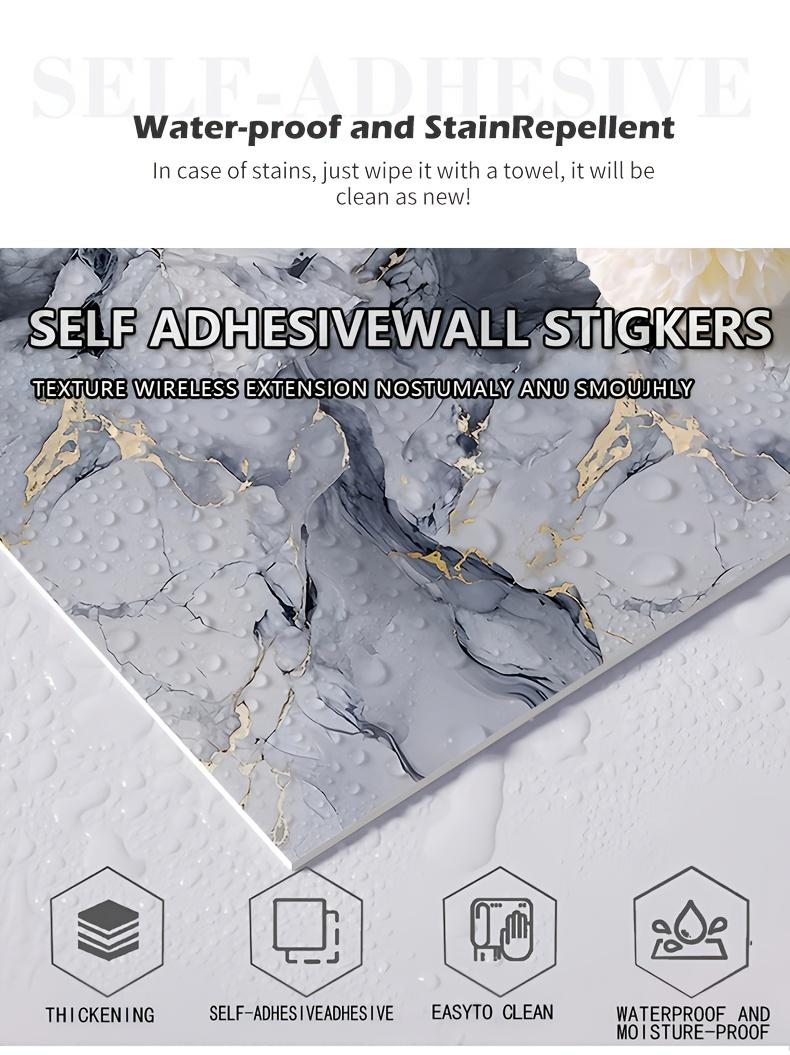10/30 Pcs Marble Peel and Stick Wallpaper Tiles | Waterproof Vinyl Backsplash Panels for Bathroom, Kitchen & Living Room | Self-Adhesive with Blue/Gold/Grey/White Marble Patterns | 11.8in*11.8in (30cm*30cm) - Tool-Free Installation, No Glue Needed