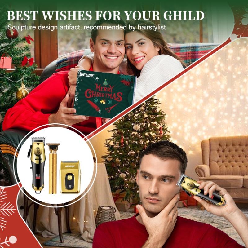 Weeme Men's Professional, USB Rechargeable Electric Shaver, T-Blade Trimmer, 8 Guide Combs, 3 Cleaning Brushes, Gift Boxed, Barber Clippers Set