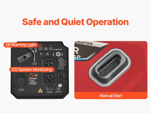 VEVOR Inverter Generator, 2900W Peak Watt Quiet Inverter Generator, Portable Inverters Generators for Home Use, Gas Powered, Compact and Lightweight Design - Stable Power, CO Sensor, Orange/Black