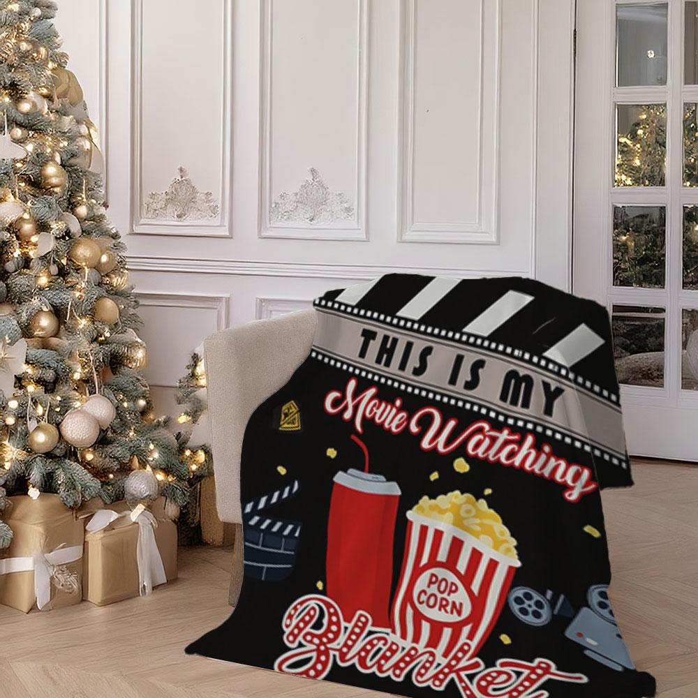 Cinema Blanket - Flannel Shawl with Cinema Design, Thick Fleece Blanket, Bedroom Throw, Couple's Blanket, Extra Large Leisure Blanket, Living Room Blanket