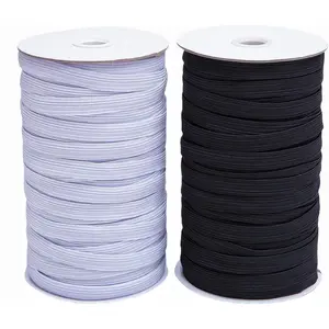 Elastic Band for Sewing, 1/4 Inch 160 Yards Elastic for Sewing Elastic Straps Flat Elastic Cord Knit Elastic Ribbon Stretch Strap for Sewing and-Black Elastic&White Elastic