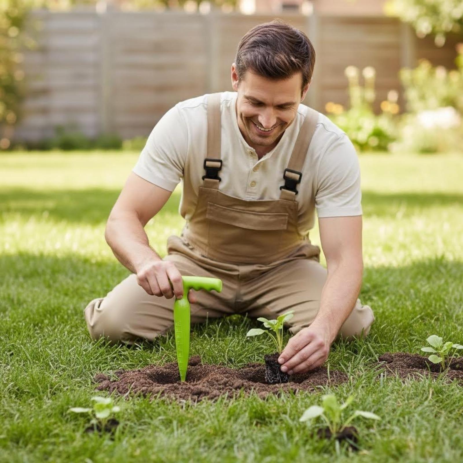 Garden Seed Planter, Soil Loosener Drill, Handheld Seeder for Pots & Lawns, Portable Garden Planting Tool, Seed Drilling Machine