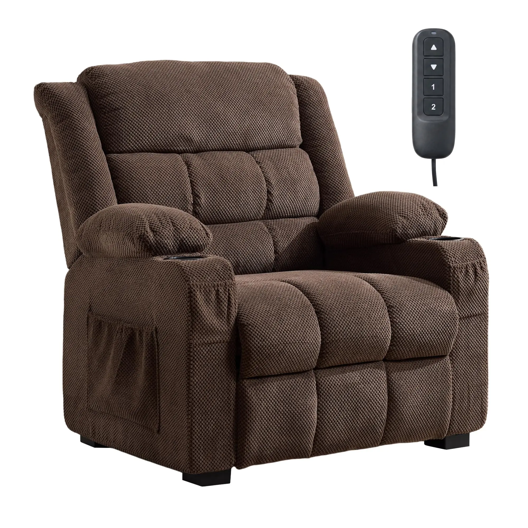and  Oversized Power Recliner Chairs with 26" Seat, Electric Remote Control, Memory Presets, Electric Headrest, and USB Charging Features for Enhanced Comfort and Convenience